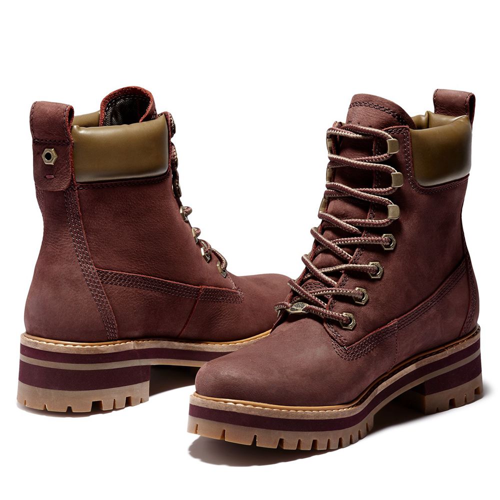 Bototos Timberland Mujer 6-Inch Courmayeur Valley Burdeos - Chile YLX-642730